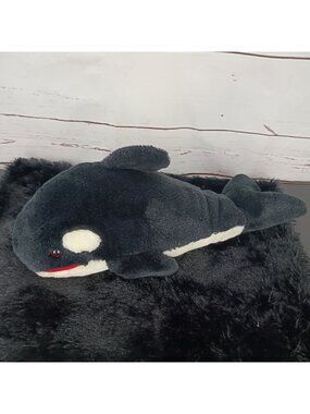 Sea World 1991 Orca Plush Whale Toy Black & White 12" Stuffed Animal Vintage Col